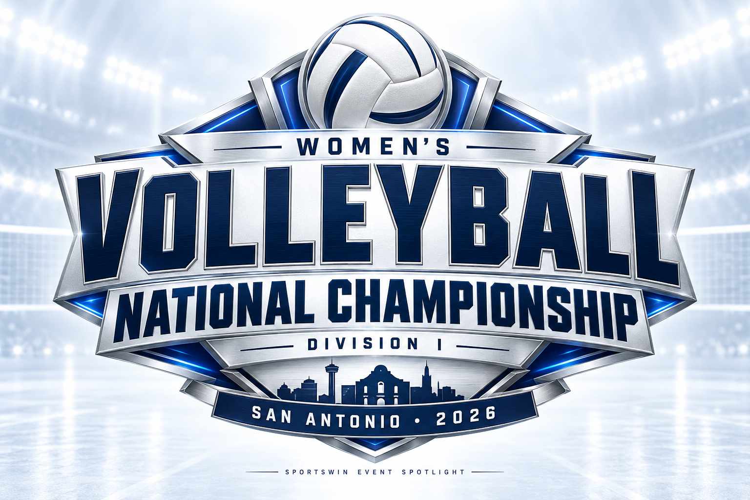 Women’s Volleyball National Championship — Division I, San Antonio 2026. SportsWIN event artwork.